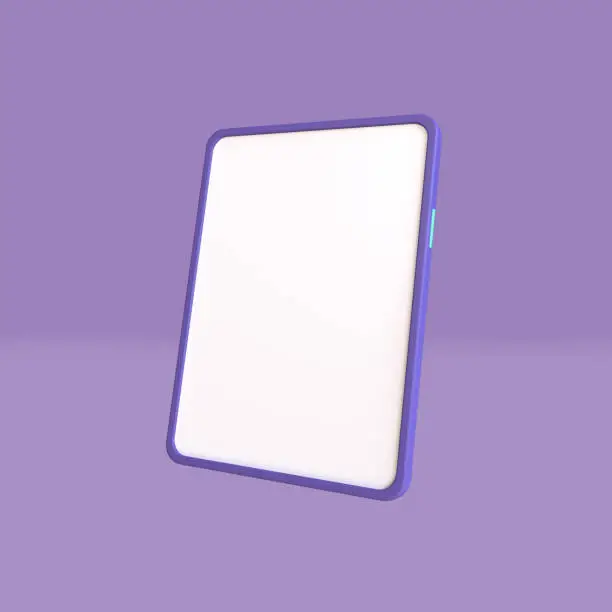 Photo of Tablet minimalist modern 3d render, with white blank screen