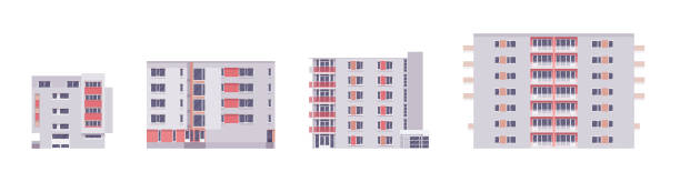 istock Multi apartment detached buildings set, housing blocks, urban-cityscape 1359615409