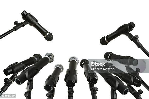 Press Conference Stock Photo - Download Image Now - Microphone, Press Conference, Press Room