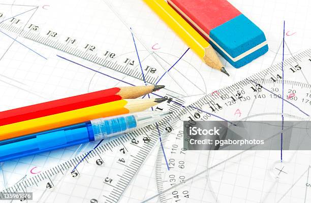 Geometria Attrezzature Per Bambini A Scuola - Fotografie stock e altre immagini di Abilità - Abilità, Accuratezza, Attrezzatura