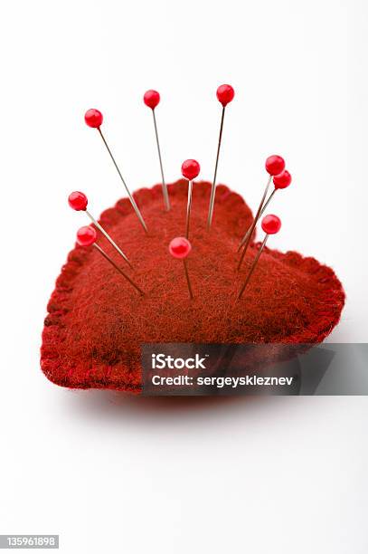 A Heart Pin Cushion With Pins In Stock Photo - Download Image Now - Colors, Concepts, Concepts & Topics