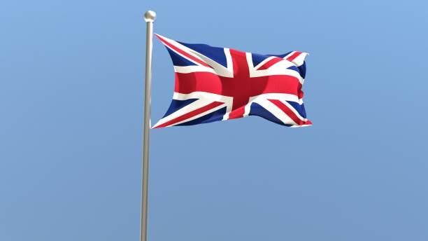 istock United Kingdom flag on flagpole. 1359625043