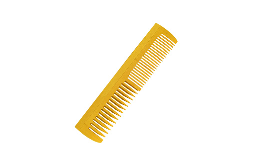Single eco wooden comb isolated on a white background, cut out, clipping path