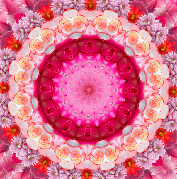 istock Beautiful circular floral pattern. Kaleidoscope 1359632686