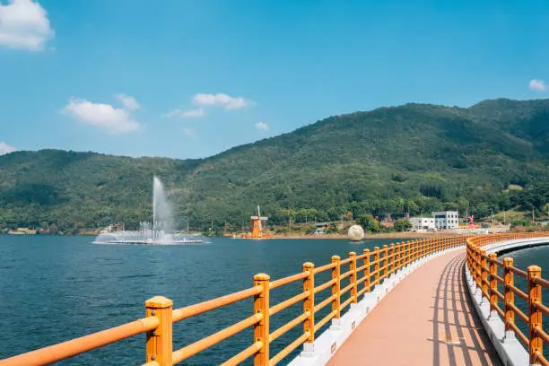 Ogyeonji Pond Songhae Park and mountain in Daegu, Korea