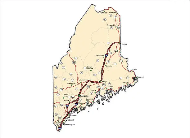 Vector illustration of Maine Highway Map (vector)