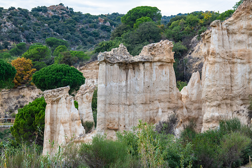Les Orgues Ille sur Tet, geological site in Pyrenees Orientales, Languedoc Roussillon, France, High quality photo