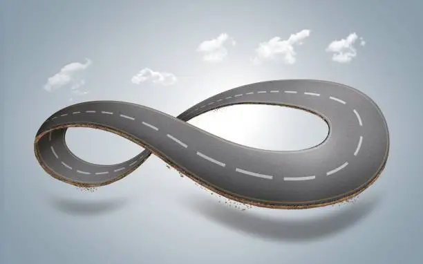 3d illustration of infinity road isolated