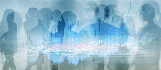 istock Business finance growth graph chart analysing diagram trading and forex exchange concept double exposure 1359648510