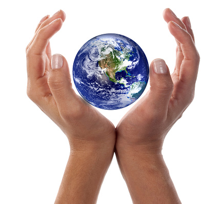Planet in human hand against on white\n\nEarth globe image provided by NASA\nhttp://visibleearth.nasa.gov/ \n\nCreated in Adobe Illustrator CS11 on the 18/12/2021. \n\nLayers Used: Outlines. 3 Layers