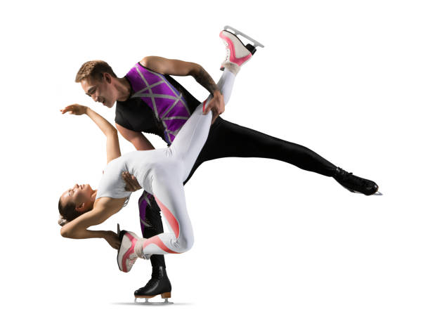 Lift. Duo figure skating in action on isolated