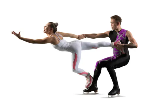 Photo of Lift. Duo figure skating in action on isolated