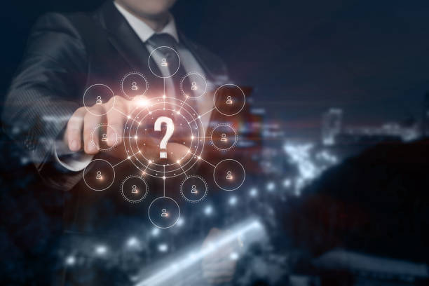 istock Concept of answering questions in the internet environment. 1359652764