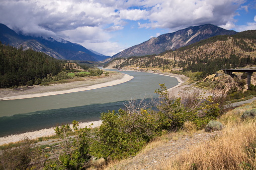 Junction of Thomson River and Fraser River at Lytton in British Columbia,Canada,North America