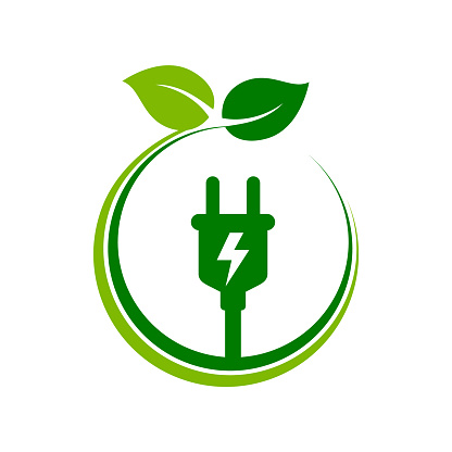 Green energy concept. Eco friendly electricity. Carbon neutrality idea. Vector illustration, flat, clip art.