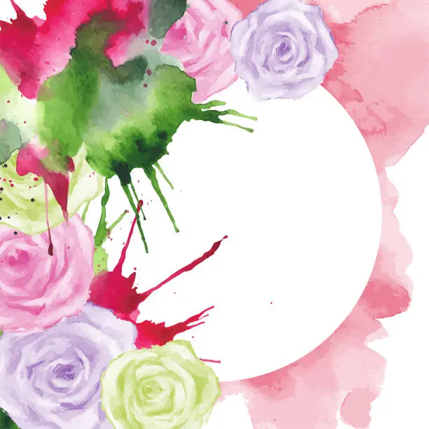 Vector illustration of Creative watercolor roses design