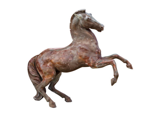 istock Rampant bronze horse isolated on white 1359668488