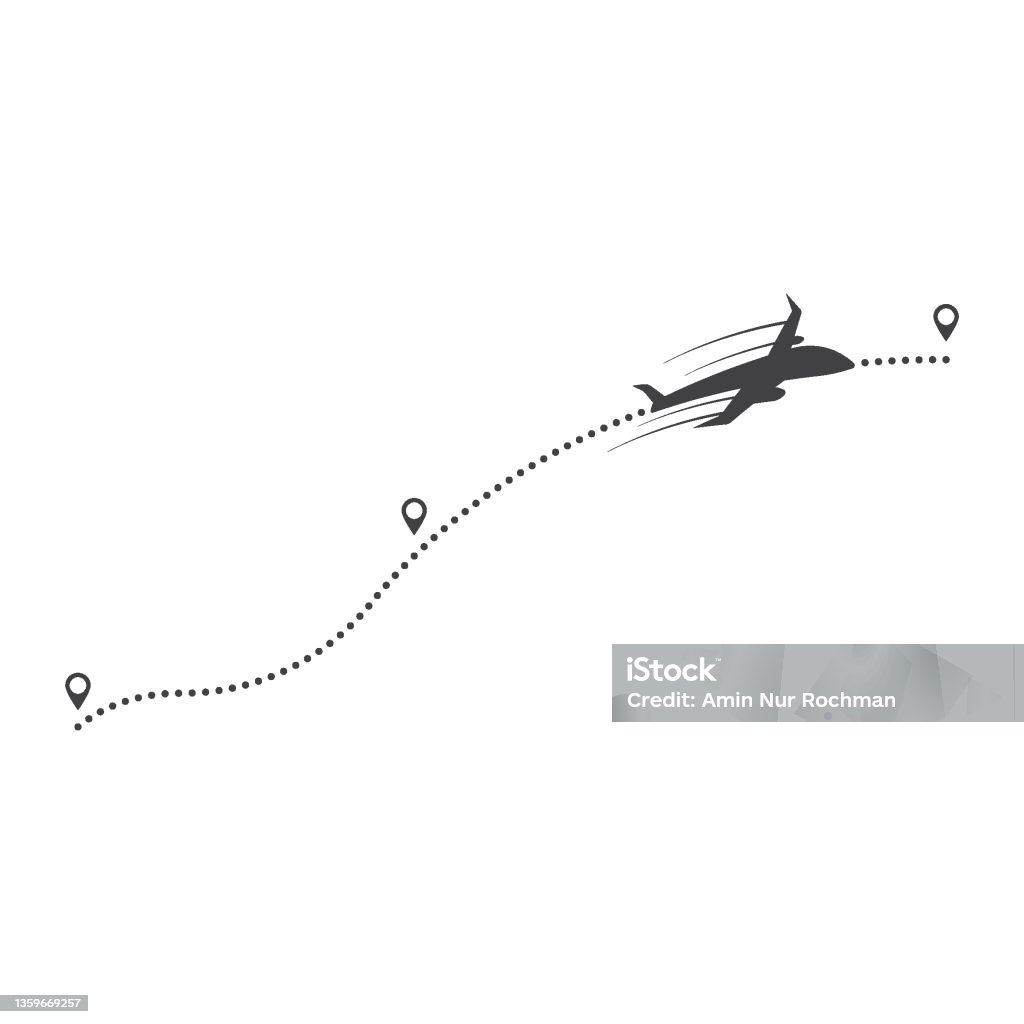 Flight Line Image Airplane Flight Line Route Vector Stock Illustration - Download Image ...