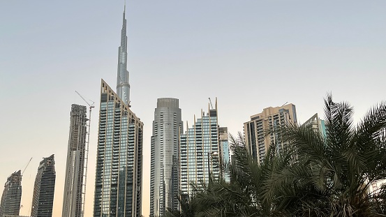 Dubai, UAE - Dec 9, 2018. View of Burj Khalifa, world tallest tower in Dubai. The building was opened in 2010, with a total height of 829.8 m.