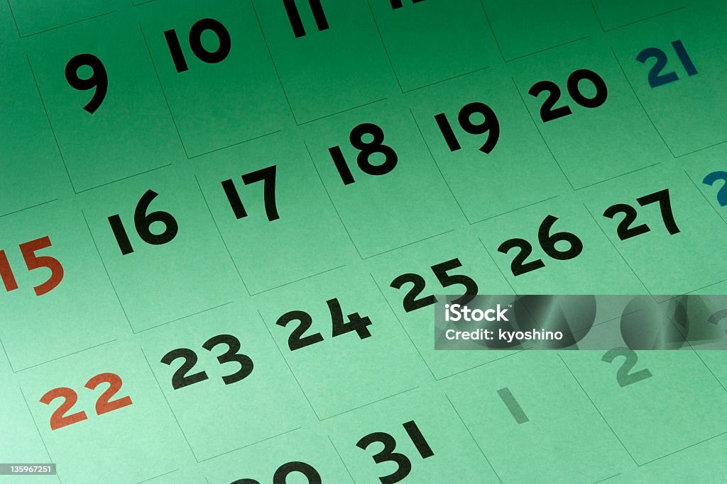 クローズアップた緑色のカレンダー - ひらめきのロイヤリティフリーストックフォト