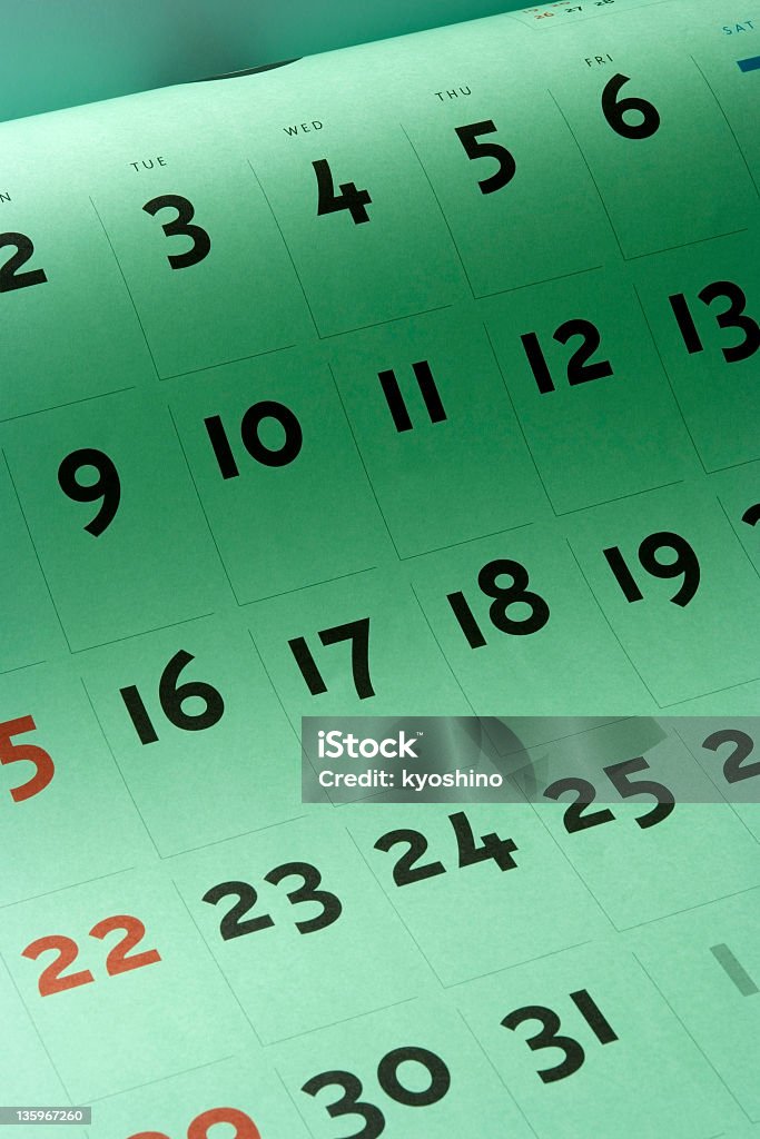 クローズアップた緑色のカレンダー - カレンダーのロイヤリティフリーストックフォト