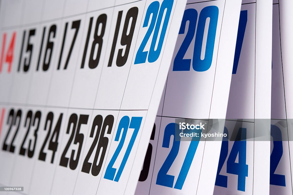 Nahaufnahme des eröffnete Kalender mit flachen Schärfentiefe - Lizenzfrei Bildhintergrund Stock-Foto