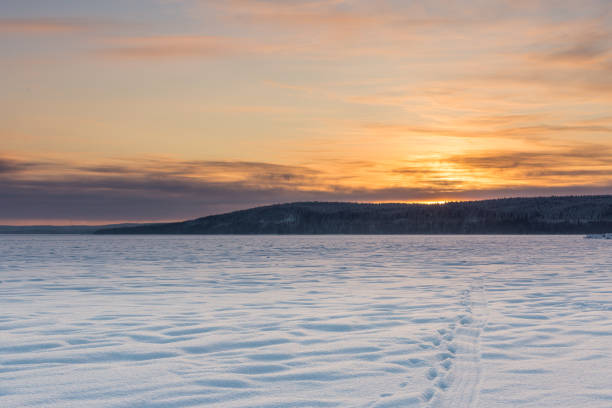 istock Winter Sunset on Onega Lake, Nordic landscape 1359678527