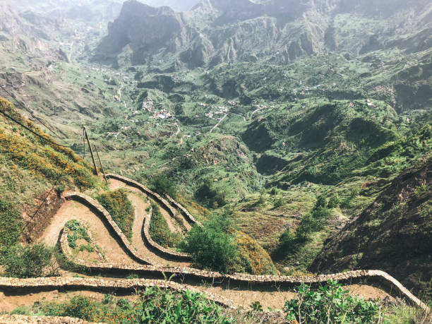 istock Mountain landscape with winding road 1359678787