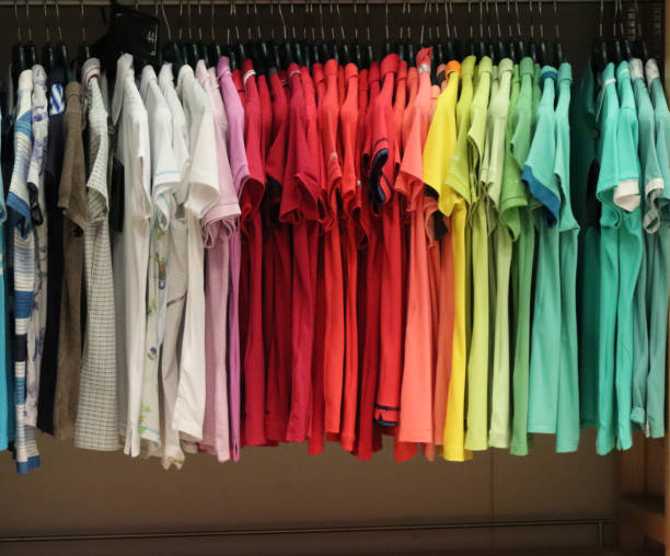 istock clothing store with colored jerseys clothing store with colored jerseys- 1359679836