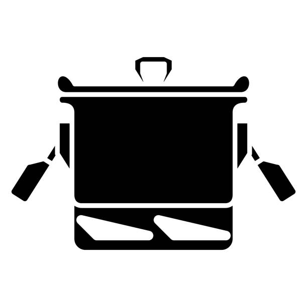illustrations, cliparts, dessins animés et icônes de une casserole, une casserole avec un couvercle hermétique et des fentes pour souffler. cuisiner à l’extérieur, faire de la randonnée, du camping, voyager. icône vectorielle, glyphe, isolé - slot patinoire de hockey sur glace
