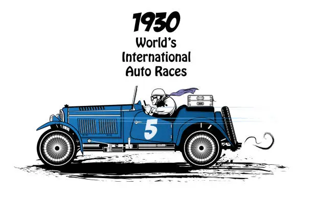 Vector illustration of Old racing car