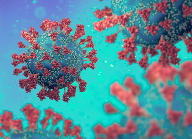 Virus variant, coronavirus, spike protein. Omicron. Covid-19 stock photo