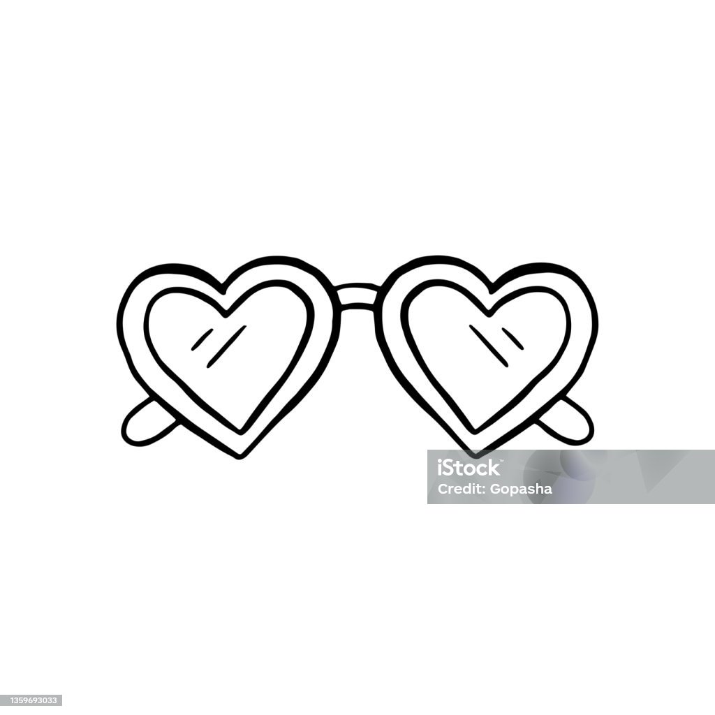 Doodle Style Vector Illustration Cute Glasses In The Shape Of ...