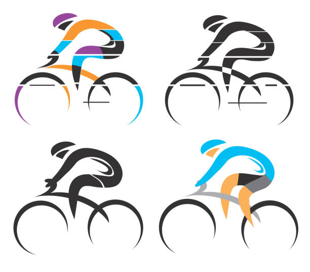 illustrazioni stock, clip art, cartoni animati e icone di tendenza di icone del ciclismo. - cycle racing