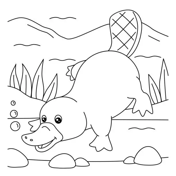 Vector illustration of Platypus Coloring Page for Kids