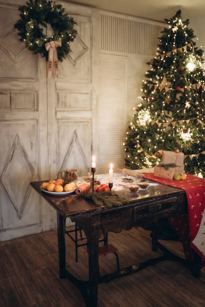 istock Beautiful New Year's interior, Christmas tree, gifts 1359699328