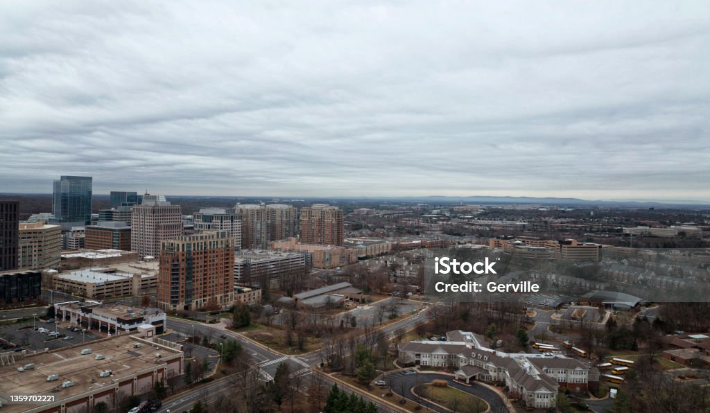 Atop Reston, Virginia Aerial view of Reston, Virginia. Virginia - US State Stock Photo
