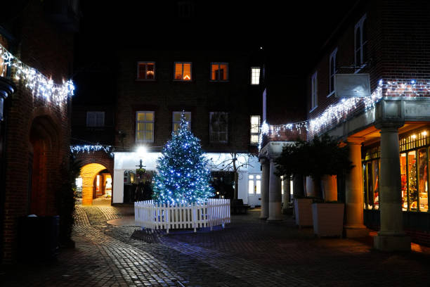 istock Shop fronts covered in Christmas lights 1359706205