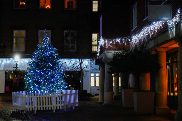 istock Shop fronts covered in Christmas lights 1359706218