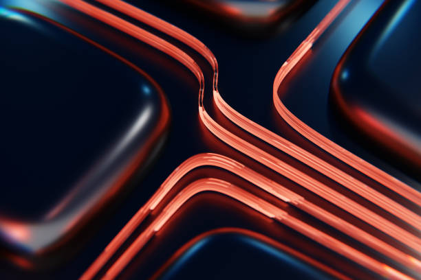 Digital data flow on road with motion blur to create vision of fast speed transfer. 3d render