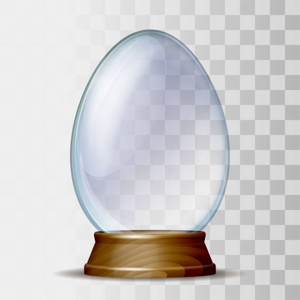 istock Transparent glass egg on wooden pedestal. Vector illustration 1359710974