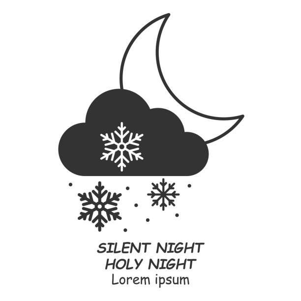 ikona wektora nocnych opadów śniegu - silent night illustrations stock illustrations