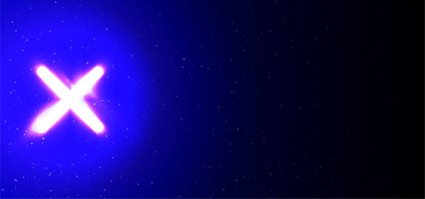 istock Super glow neon letter X in blue color. Realistic neon explosion. 1359715236