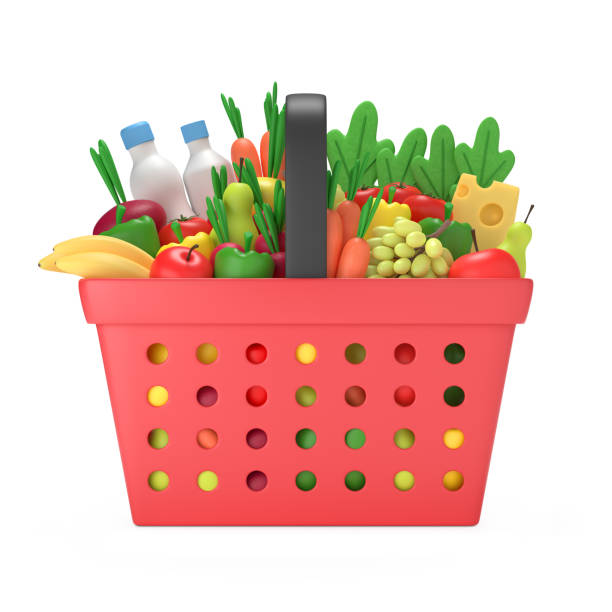 istock Shopping basket with grocery 1359719096