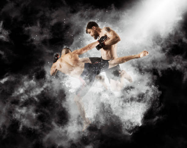istock MMA boxers fighters fight in fights without rules 1359720694