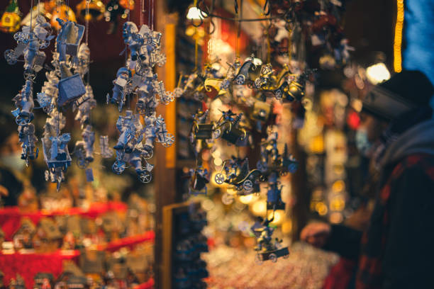 Christmas markets in the north of Italy in a december evening