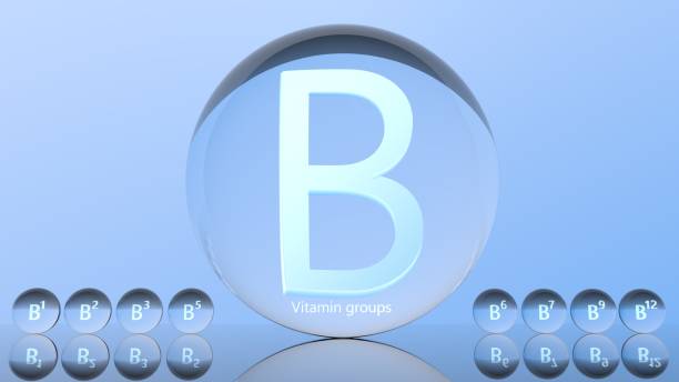 istock Group B vitamins transparent capsules. Vitamins B background concept illustration 3D rendering. 1359723874