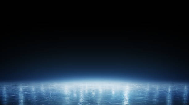 氷 美しい青い滑らかな氷。現実的な氷の背景。冬の背景。反射 - アイスホッケー ストックフォトと画像