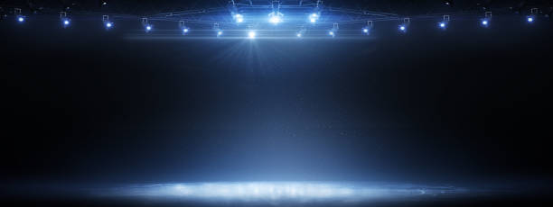 istock Ice. Winter background. Blue ice floor texture and mist. Snow and ice background. Lights abstract 1359731926