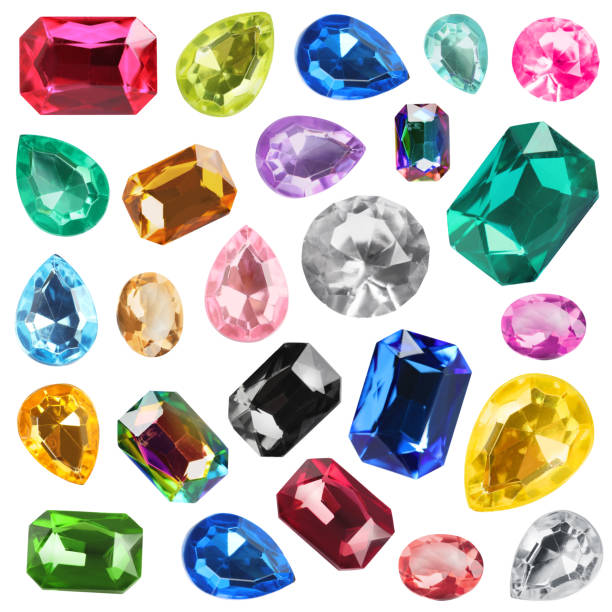 istock Set of different bright gemstones isolated on white 1359734243